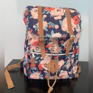 Madison & Dakota Navy Floral Canvas Backpack-NWOT